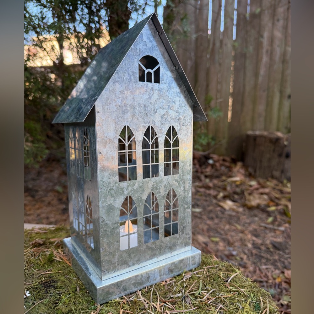 Rustic Silver Metal Lantern - Picture 4 of 6